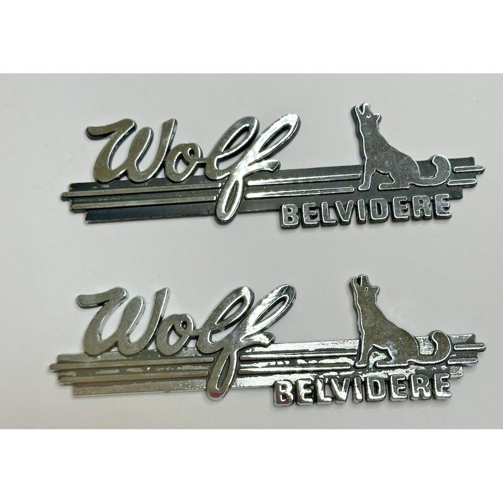 VTG Wolf Pontiac-Cadillac Illinois Belvidere Metal Dealership Badge Emblem Tags